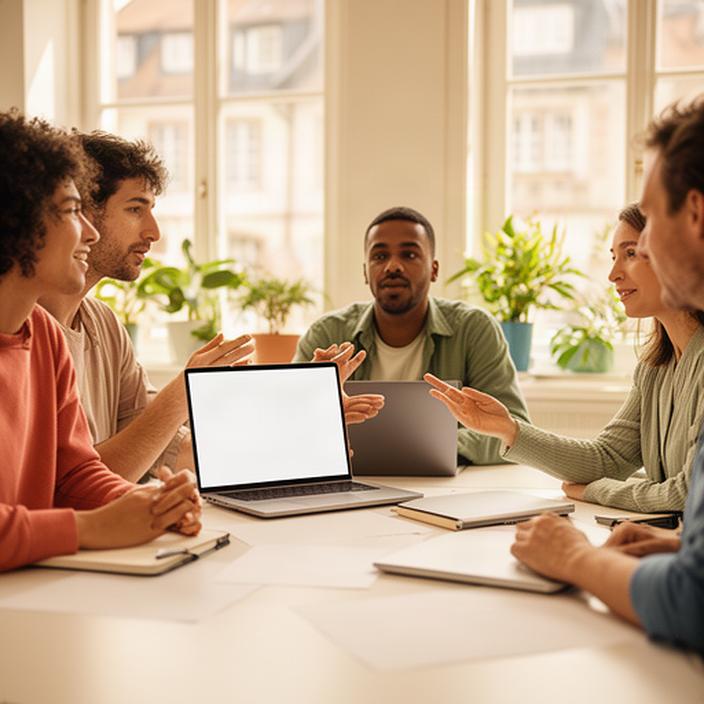 Kleines Mac-Entwicklungsteam bei einer Besprechung in einem hellen Büro in Trier