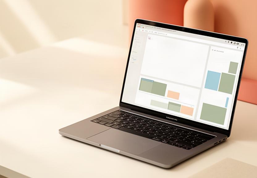 MacBook mit übersichtlicher Projekt-App auf einem hellen Schreibtisch in Trier